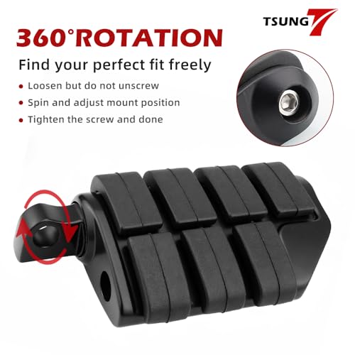 TSUNG Motorcycle Foot Pegs – Male Mount Rider/Passenger Footrests, Wide Higway Foot Rest Pedal Fit for Most V-Twin, Cruiser & Touring Motorcycles (Black) - color: Black