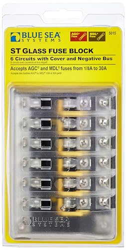 Blue Sea Systems 5015 Fuse Block AGC 6-CIR W/Ground , 3.5'' x 5.0''