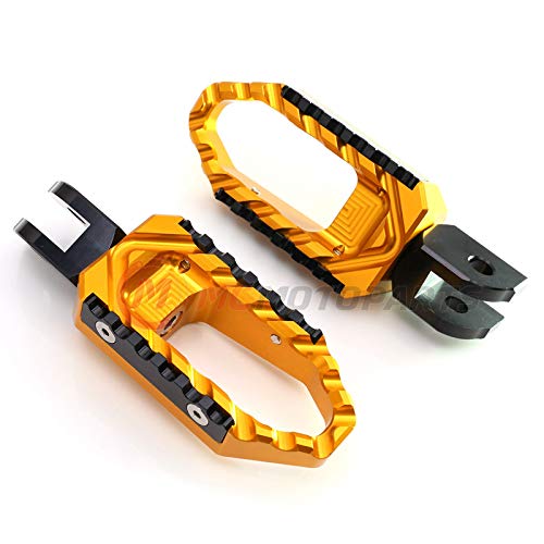MC MOTOPARTS Gold Front Wide CNC Touring Foot Pegs Compatible with MT-07 MT-09 Tracer 13-18 YZF R3 15-18 MT-10 16-19 - color: Gold, size: No Extension