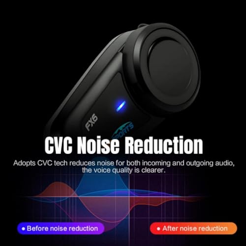 Fodsports FX6 Motorcycle Bluetooth Headset, 6 Riders Group Motorcycle Intercom Bluetooth, 1000M Motorbike Helmet Communication Systems/Voice Command/Universal Pairing/FM Radio(2 Pack) - size: 2 Pack FX6