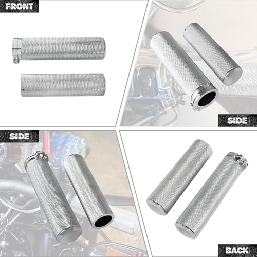 Motorcycle 1" Hand Grips Handlebar Grips Cable Throttle Fit for Harley Touring Street Glide Road King Road Glide Electra Glide Dyna Softail - color: #2 Chrome