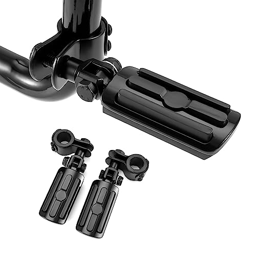 Highway Foot Pegs Fit for Motorcycle 1 inch to 1 1/3 inch with Engine Guard, Footpegs for Indian Harley Honda Suzuki Yamaha (Black) - color: Black