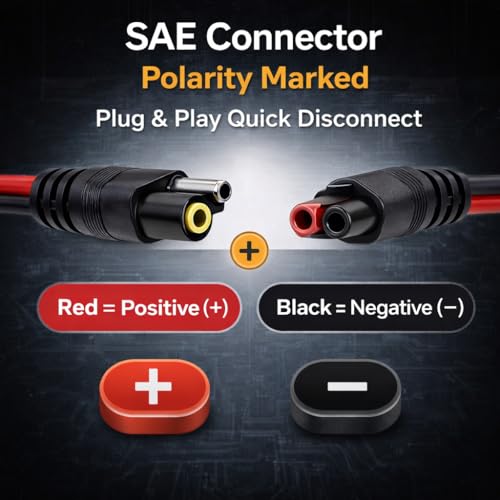 4 PCS 10AWG SAE Connector Extension Cable 1FT,Heavy Duty 12V SAE Connectors Quick Disconnect Power Cable,10AWG Pigtail Wire,1FT SAE Extension Cord Compatible with Solar Panel,Motorcycle,Car,RV,Tractor
