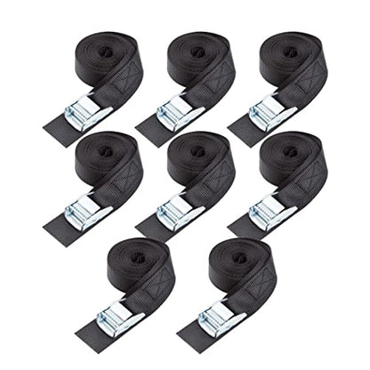 Cartman 1" x 15'Lashing Straps with Adjustable Cam Buckle Cargo Tie Down with Protective Pad, 8 Pack, Black - color: Black, size: 8 PK