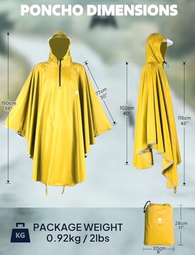 ANYOO Waterproof Rain Poncho Bike Bicycle Rain Capes Lightweight Compact Reusable for Adults - color: Yellow