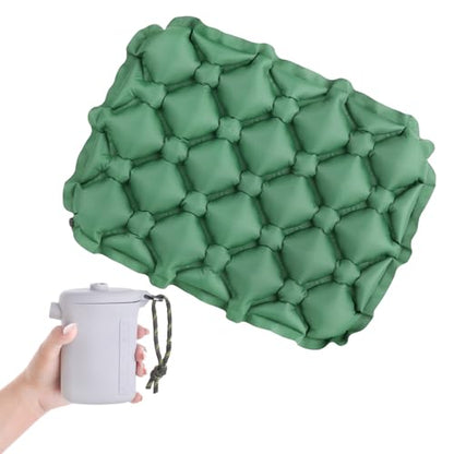 TRIWONDER Ultralight Inflatable Seat Cushion Seat Pad with Air Pump, Easy to Inflate & Deflate Compact Air Pad with Storage Bag for Camping Fishing Office Airplane Stadium Car (Green with Pump) - color: Green With Pump