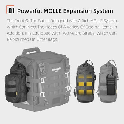 Rhinowalk Motorcycle Water Bottle Holder Bag Tactical Pouch with Drawstring Molle Insulated Bottle Bag Cool Powersports