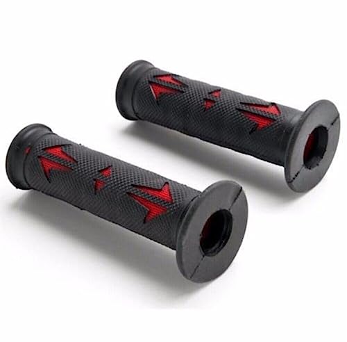 HTTMT- (7/8" BOTH SIDE) Universal ATVs & PWC Rubber Comfort Grips- [Red] Compatible with 7/8" BOTH SIDE Motorcycle Hand Grips - color: Red