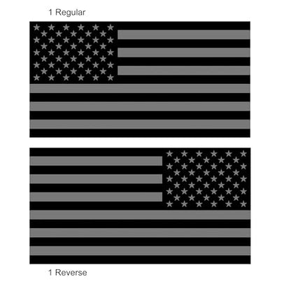 Pair of Reflective Subdued American Flag Sticker Hard Hat Stickers Helmet (1 Standard & 1 Reverse)