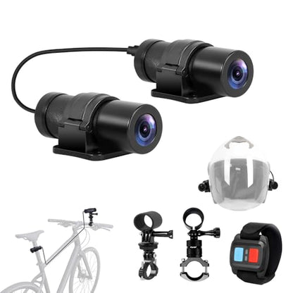 VSYSTO Helmet Cameras for Bike Motorcycle with Remote Control, WiFi 150° Wide Angle HD 1080P Front and Rear Camera Portable Waterproof Action Cam Bicycle Dash Cam, Loop Recording G-sensor(Dual Camera) - style: Dual Camera