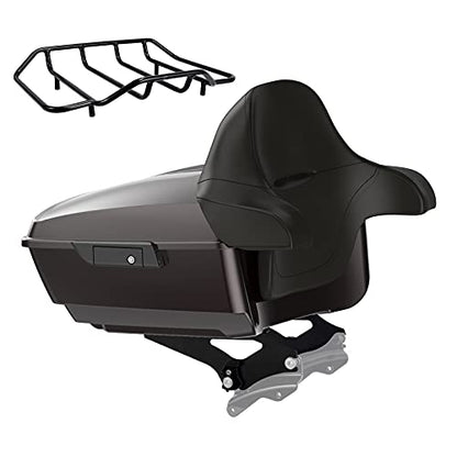 Advanblack King Tour Trunk Pack, Black Mount Bracket & Top Luggage Rack Fit for 2009-Later Harley Touring, Road Glide, Street Glide Special, Road King, Electra Glide (Black Forest) - color: Black Forest