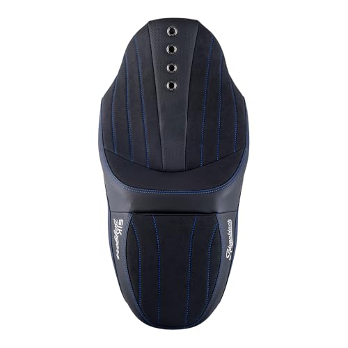 Advanblack SIK Baggers Touring Seat with Custom Stitching for 2009–2023 Harley Road Glide, Street Glide, Road King & Electra Glide，Gel-Lab Cushion, Synthetic Suede, No Backrest Slot (Blue Stitching) - color: Blue Stitching