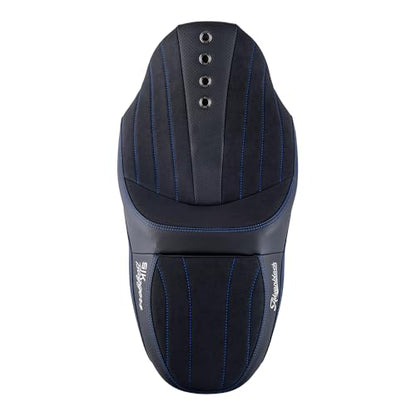 Advanblack SIK Baggers Touring Seat with Custom Stitching for 2009–2023 Harley Road Glide, Street Glide, Road King & Electra Glide，Gel-Lab Cushion, Synthetic Suede, No Backrest Slot (Blue Stitching) - color: Blue Stitching