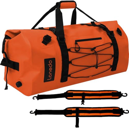 80L Dry Bag Large Waterproof Bag Roll-Top Heavy Duty Fishing Duffel Bag with Durable Straps & Handles for Kayaking Paddle boarding Boating Rafting Fishing - color: ORANGE