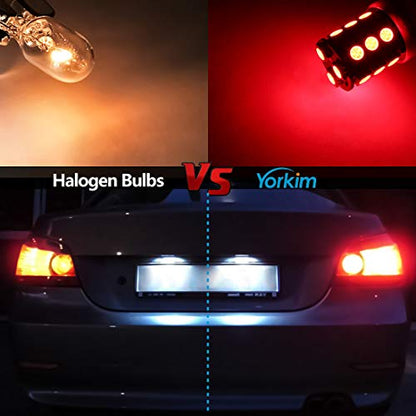 Yorkim 3157 Red LED Light Bulbs, 3056 3057 3156 3157 4157, 360 Degree Lighting Angle, Super Bright, Non-Polarity Design, Easy to Install - color: Red, size: 3157/3156