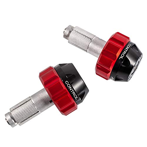 Throttle Lock Cruise Control Grip Ends Handlebar Plugs Sliders for 22mm Motorcycle Handlebar with 14mm/18mm Inner Diameter or with M6 Screw Holes (Red) - color: Red