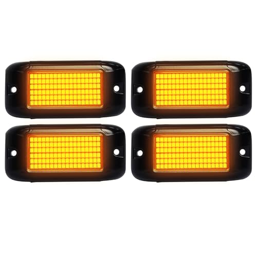 Nicoko 108 High-Power LEDs per Pod 4Pods Yellow Amber Rock Lights Ultra-Bright Offroad Underglow Kit Advanced Heat Dissipation IP68 Waterproof for Truck, SUV, UTV, ATV, RZR - size: Pure yellow rock lights