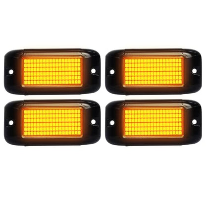Nicoko 108 High-Power LEDs per Pod 4Pods Yellow Amber Rock Lights Ultra-Bright Offroad Underglow Kit Advanced Heat Dissipation IP68 Waterproof for Truck, SUV, UTV, ATV, RZR - size: Pure yellow rock lights