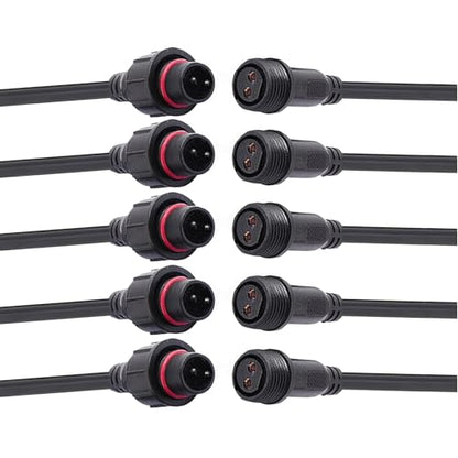 Waterproof Connector 2 Wire,16AWG 2Pin Male Female Plug LED Connector with IP65,20CM Extension Cable for Car,LED Strip Lights (5Pairs) - size: 16AWG 2Pin waterproof connector