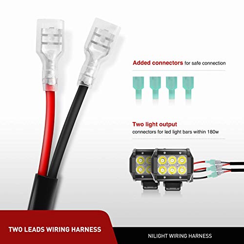 Nilight ZH059 2PCS 4 Inch 18W Spot LED Light Mounting Bracket Horizontal Bar Tube Clamp with Off Road Wiring Harness-2 Leads (Pack of 6) - color: Led Pods+Wiring Harness+Clamp Holder, size: 4 Inch (Pack of 6)