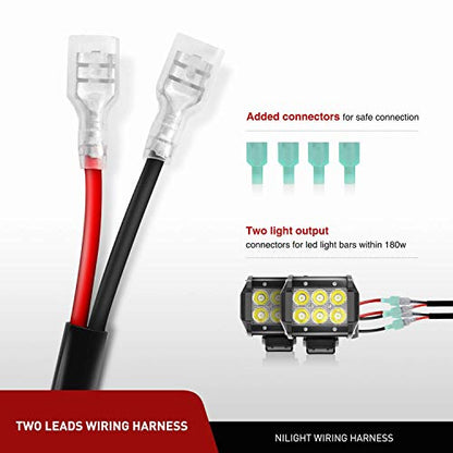Nilight ZH059 2PCS 4 Inch 18W Spot LED Light Mounting Bracket Horizontal Bar Tube Clamp with Off Road Wiring Harness-2 Leads (Pack of 6) - color: Led Pods+Wiring Harness+Clamp Holder, size: 4 Inch (Pack of 6)