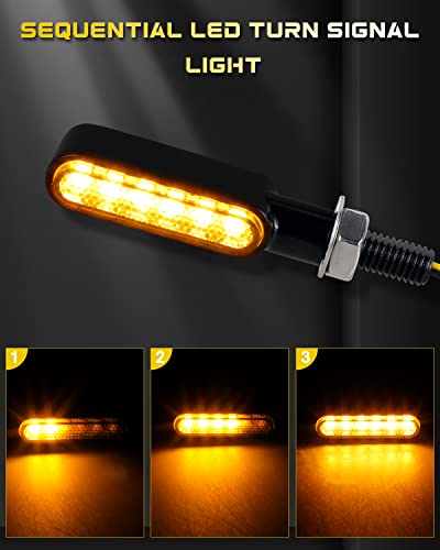 NTHREEAUTO Smoked Motorcycle Led Turn Signals Sequential Front Rear Mini Turn Signal Lights Universal Compatible with Harley Honda Yamaha BMW Triumph Suzuki Kawasaki Cruiser Touring - 2Pcs - color: amber