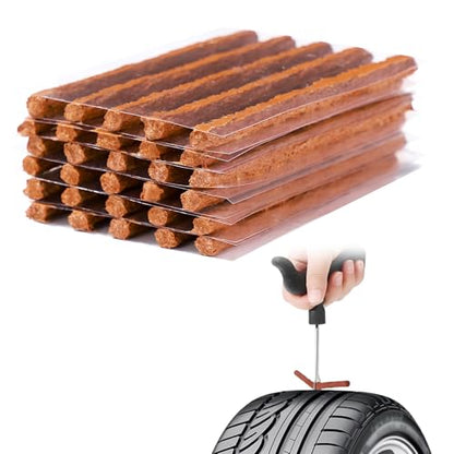 30PCS Heavy Duty Tire Plugs, 3.66" x 0.24" Rubber Auto Tire Sealing Strip Kit for Puncture Repairs, Universal Tubeless Tyre Repair Strings for Car Light Truck Motorcycle ATV (Brown) - color: Brown, 6mm