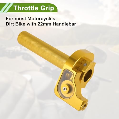 22mm Throttle Grip with 120Cm White Throttle Cable 1 Pair of Convex Yellow Handle Sleeves Plastic Aluminum Alloy Motorcycle Throttle Grip Gold Tone - color: Gold Tone
