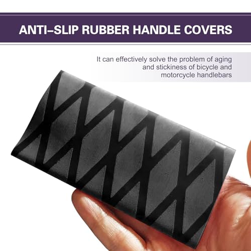 4PCS Motorcycle Hand Grips Cover, Anti-Slip Mesh Pattern Handlebar Protector, Heat Shrink Rubber Motorbike Grips Protective Sleeve, Universal for Most Vehicle Handles, Handbrakes (Black)