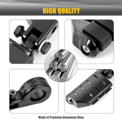 1.25" Motorcycle Highway Footpegs, Adjustable Footrest Pegs Mounting P-Clamps Compatible with Harley Sportster Touring Softail Dyna Honda Kawasaki Suzuki Yamaha 1-1/4" Engine Guard - color: Black Style 7