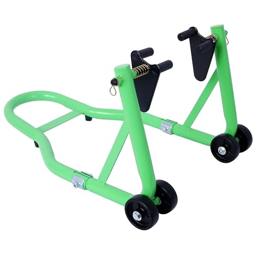 Universal Motorcycle Stand Front Rear Combo, 1000 LBS Heavy Duty Wheel Lift Stands with U Adjustable Swingarm, fits for Diversity of BMW, Suzuki, Yamaha, Honda, Kawasaki, Green - color: Green-2pcs