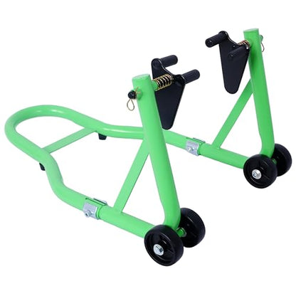 Universal Motorcycle Stand Front Rear Combo, 1000 LBS Heavy Duty Wheel Lift Stands with U Adjustable Swingarm, fits for Diversity of BMW, Suzuki, Yamaha, Honda, Kawasaki, Green - color: Green-2pcs