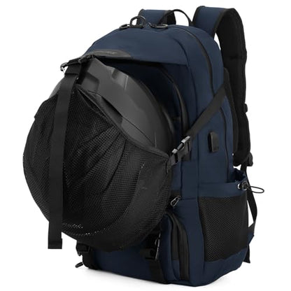 Oumurs Motorcycle Helmet Backpack 50L, Blue Water-resistant 1680D Oxford Fabric, Expandable, Reflective, USB, Large Capacity, Long Distance Travel Backpack - color: Blue