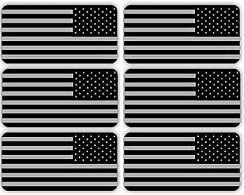 6 pcs Hard Hat American Flag Sticker, Reflective USA All-Mirrored Stealthy Flag Hard Hat Stickers, Hardhat Decals, Tactical Morale Military Gear Labels, USA American Flag Helmet Toolbox - color: Usa Grey (All Mirrored)