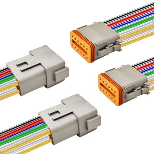 14 AWG 12 Pin DT Connector, 12 Wire Automotive Waterproof Electrical Connectors, 14 Gauge Male and Female Quick Connect Harness for Car Truck Boat -2 Pack - style: 12 Pin