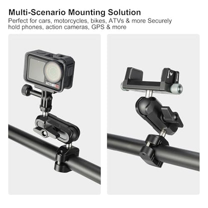 1 Inch Double Socket Arm, Aluminum Alloy Dual Ball Adapter Mount for 25mm Ball Head, Motorcycle Car Phone Action Camera Mount Extension Link