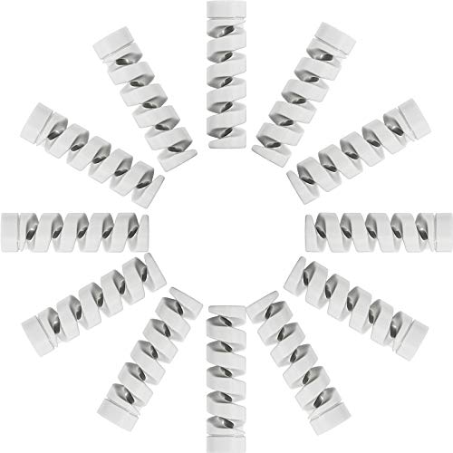 Jetec 24 Pcs Charger Cable Protector,Silicone Flexible Cable Saver,Spiral USB Mouse Wire Protector for Headphone Laptop Earphone Cell Phone Wrap Accessories (Grey) - color: Grey