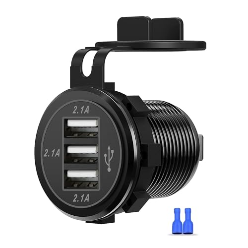 12V USB Outlet, 3 Port Charger Socket 12V/24V Car USB Charger Socket for Car Boat Marine Bus Truck Golf RV Motorcycle and More 1-Pack - color: 1-Pack