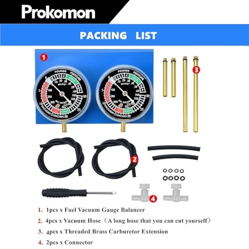 Motorcycle Carburetor Synchronizer Tool;Carb Synchronizer Tool with 2 Gauge;Vacuum Carb Sync Tool for 2 Cylinder - color: 2 Gauges