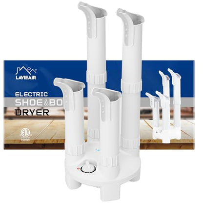LAVIEAIR Boot Dryer, Shoe Dryer and Glove Dryer with Timer and Fan, White