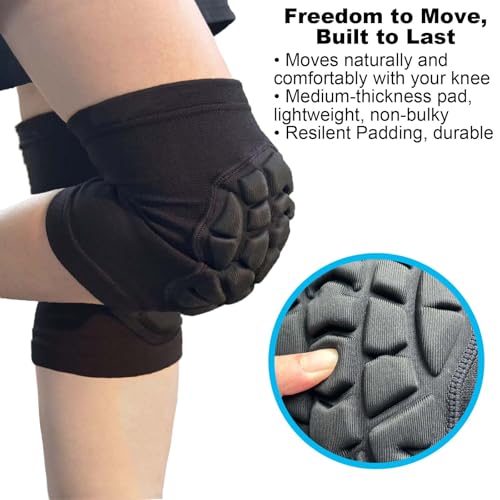 Knee Pads for Skating, Dance Kneepads for Football, Basketball, Skateboard, Workout Men - Lightweight & Elastic Gear Knee Sleeve for Wrestling, Volleyball, Climbing, Gardening, Flooring Women, Black L - size: Large