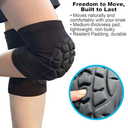 Knee Pads for Skating, Dance Kneepads for Football, Basketball, Skateboard, Workout Men - Lightweight & Elastic Gear Knee Sleeve for Wrestling, Volleyball, Climbing, Gardening, Flooring Women, Black L - size: Large