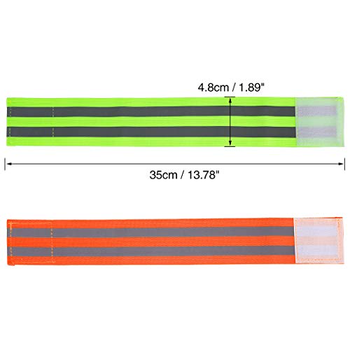 X AUTOHAUX 4pcs Reflective Bands for Arm Reflective Armbands High Visibility Night Cycling Riding Reflector Tape Straps Bracelet Green Orange