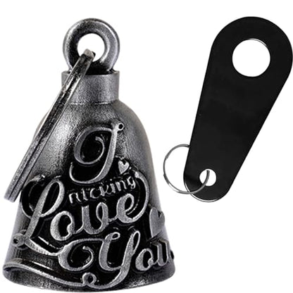 Dream Apparel Motorcycle Bell Guardian Angel Drive Away Gremlin, Biker Bell for Men Women Rider Riding, Good Luck Gift - color: I Fucking Love You