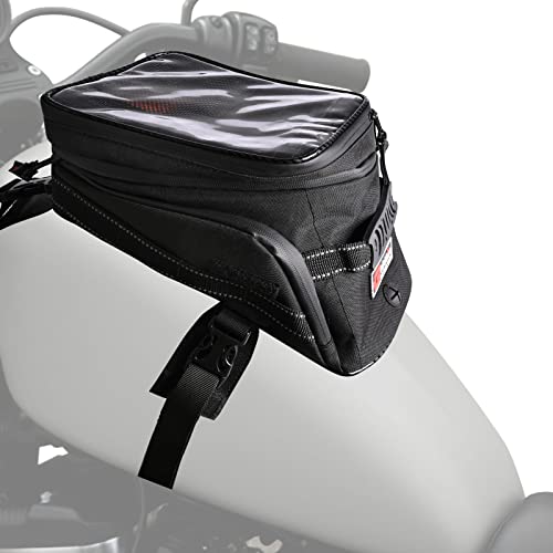 Motorcycle Tank Bag w/Strap Storage Bag Compatible with Honda Yamaha Suzuki Kawasaki Harley Water Resistant (Black) - color: Black