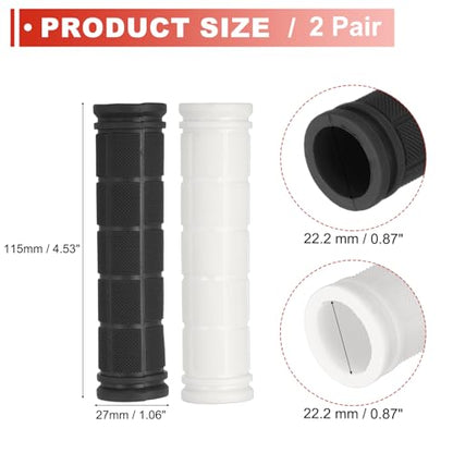 2 Pair Soft Rubber Handlebar Grips, Bicycle Handlebar Grips Bike Handle Bar Wrap Non-Slip 4.5 Inch - Fitting for Mountain Bikes/Road Bicycles/Scooter - color: Black/White