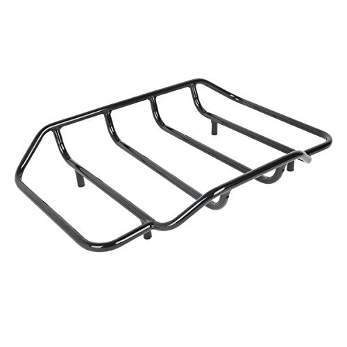 LED King Trunk Backrest Luggage Rack with Brake/Turn/Tail Light Fit For 2014-2025 Harley Touring Road King Stree Glide Road Glide Electra Glide - color: W/ Smoke Lens LED Light & Black Luggage Rack