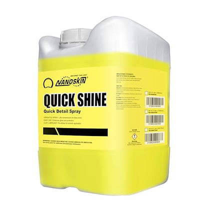 Nanoskin QUICK SHINE Quick Detail Spray 5 Gallons - Waterless Detailer Spray for Car Detailing | Deep Gloss Car Wax Booster & Clay Lubricant | Removes Dust, Smudges, Fingerprints & Other Contaminants, Yellow, 640.00 Fl Oz (Pack of 1) - size: 640 Fl Oz (Pa