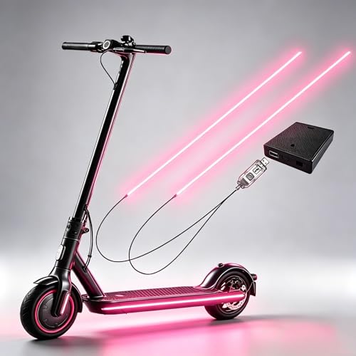 USB Battery Box COB LED Scooter Bike Ambient Light, 8 Lighting Modes, Waterproof No-Wiring Safety Warning Flexible Strip Light for Electric Scooter, Bicycle, Kids Balance Bike - color: Pink