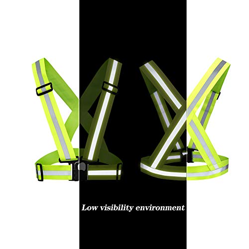 Safety Reflective Vest 5pcs, Adjustable Reflective Vest, High Visibility Provides Absolute Security, Suitable for Running, Cycling, Motorcycle, Green - color: Green